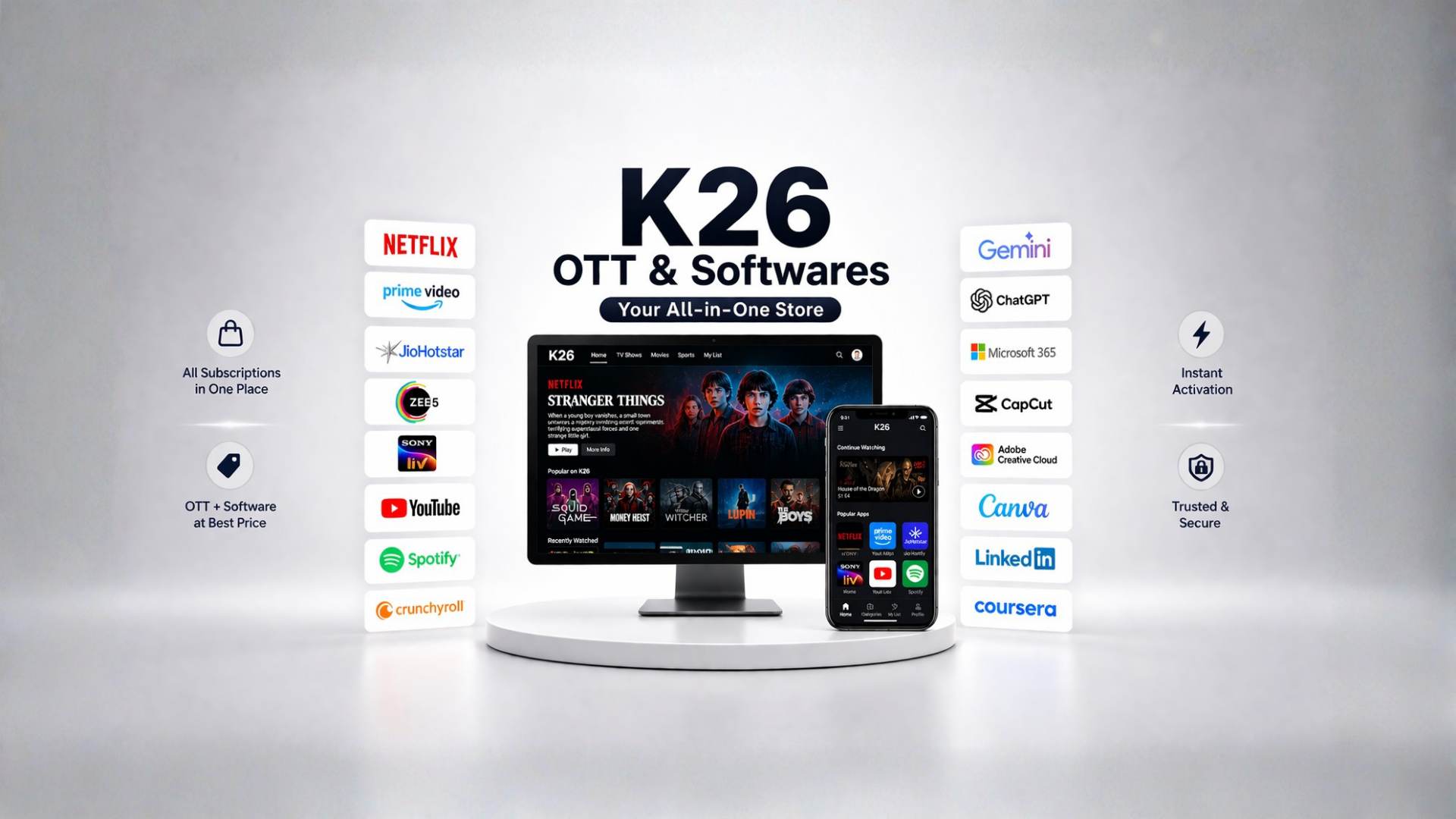cheap ott subscription india netflix prime hotstar k26